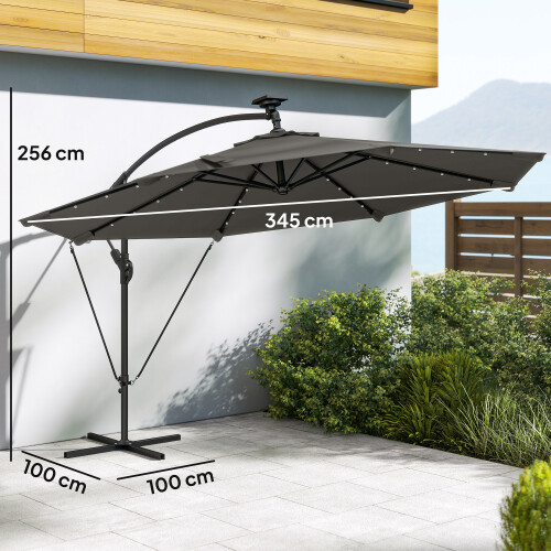 Outsunny Parasol Excéntrico Gris 380 x 345 x 256 cm 2
