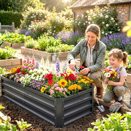 Outsunny Jardinera Elevada Gris 120 x 60 x 30.5 cm 1