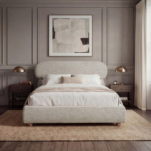 Serilya Upholstered King Size Bed Frame Camel 1