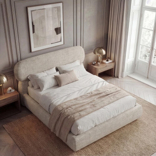 Serilya Upholstered King Size Bed Frame Camel 2