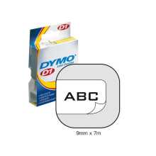 DYMO Tape D1 Sort på Hvid 9mmx7m, 40913