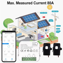 Tuya WiFi Meter Bidirecional com Transformador de Corrente App Monitor Power 80A Suporte Alarme 2 Canais - 2CT