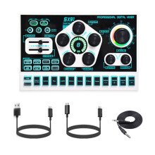 SX91 Sound Card USB Sound Mixer Professional Audio Mixing Console Amplifier for Live Sing PC Computer Laptop Cellphone