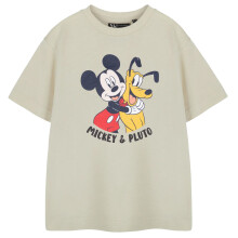 (5-6 Years, Beige) Disney Boys Mickey & Pluto Short-Sleeved T-Shirt