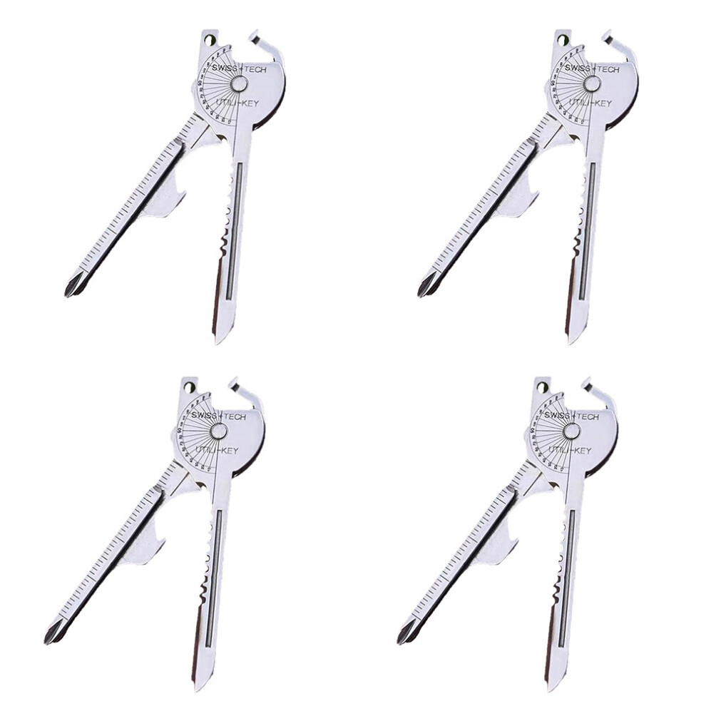 4-Pack Multi-Function Keychain Tool: 8-In-1 Folding Mini Knife Key Ring 7314281223694