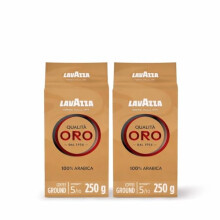 Lavazza, Qualità Oro, Ground Coffee, 2 Packs of 250 g, Ideal for Moka Pot, Filtered Coffee and French Press, with Aromatic Notes of Fruit and