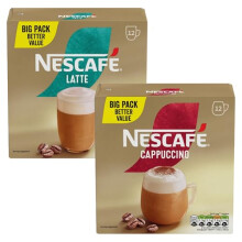 Nescafe Cappuccino 12 x 15.5 g and Latte 12 x 18 g Instant Coffee Sachets Variety Pack