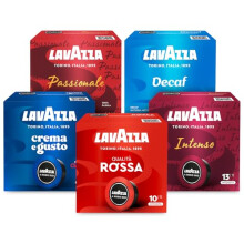 Lavazza A Modo Mio, Variety Pack, 180 Coffee Capsules, Qualità Rossa, Crema e Gusto, Dek Cremoso, Passionale and Intenso, 5 Packs of 36 Capsules