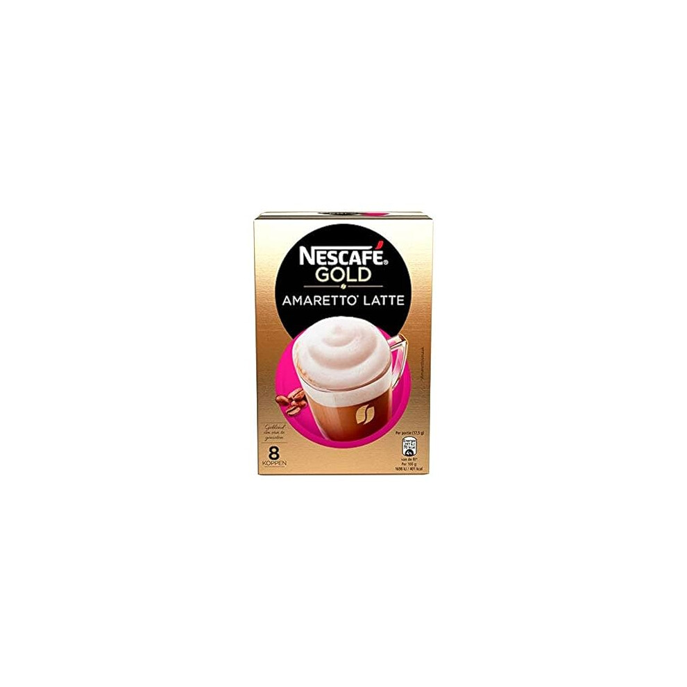 Nescafe Instant Coffee Packets | Nescafé | Gold Amaretto Latte 8 Pieces | Total Weight 140 Grams