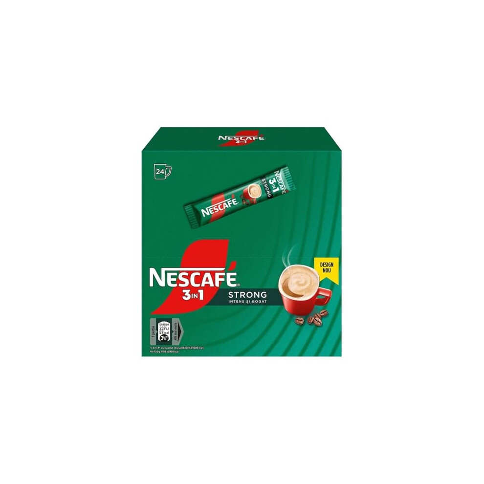 Nescafe 3 In 1 Strong Instant Coffee Sachets - Pack Of 24 Sticks X 14G Each