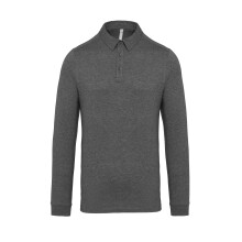 (XL, Grey Heather) Kariban Mens Jersey Knit Long Sleeve Polo Shirt
