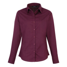 (12, Aubergine) Premier Womens/Ladies Poplin Long-Sleeved Blouse