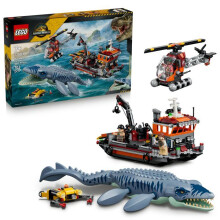 LEGO Jurassic World 77983 Mosasaurus Boat Attack - Dino Toy for Ages 7 and Up