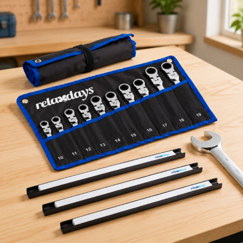 Workshop Tool Storage Set (2-Piece) – 10-Piece Flexible Wrench Kit & 3-Pack Magnetic Bars