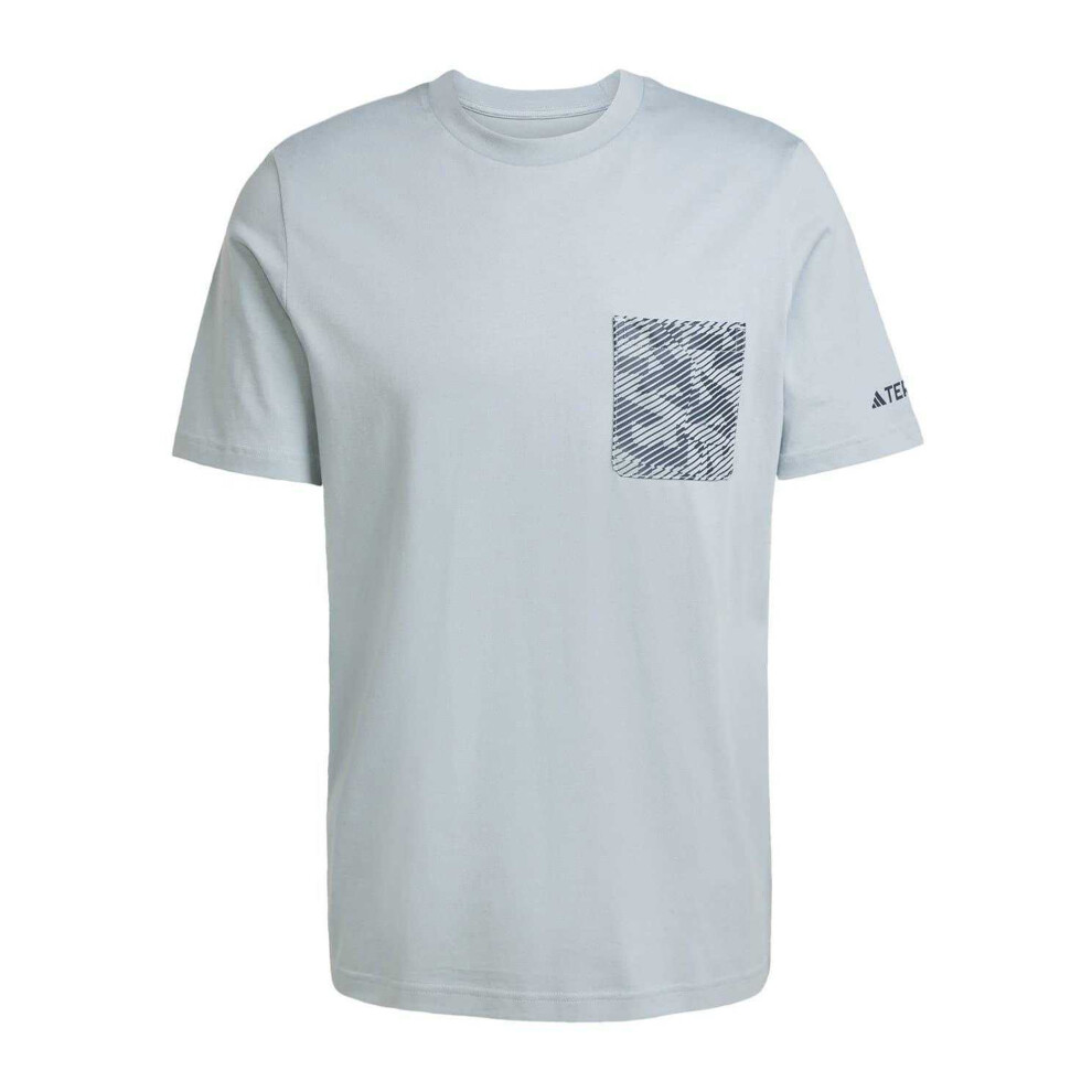 Adidas (Xl, Grey) Mens Puzzle Cotton Pocket T-Shirt