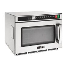Buffalo 1800 W Programmable Compact Microwave Oven 17 Litre, Stainless Steel, Commercial Microwave, Ext Size: 340x420x563 mm, Int Size: 175x330x310