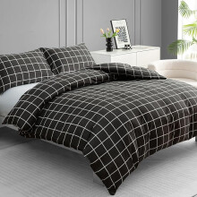 (Super King (220cm*260cm), Charcoal & White) Premium Microfiber Duvet Cover Set Ultrasoft Bedding Sets