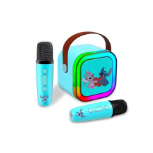 Stitch Wireless Light Speaker with Microphone, Stereo Sound, Karaoke Function, USB/SD Card Ports, Rechargeable Battery, Portable Handle, Blue, For