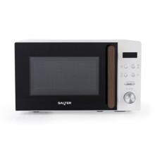 Salter EK5932WHT Toronto 20L Digital Microwave – 95-Minute Timer, Defrost, 25.5cm Glass Turntable, 8 Auto-Function Presets, LED Display, Wood-Effect