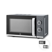 Swan Windsor Manual Microwave, 20L, 800W, 5 Power Levels, Defrost by Time, 30 Minute Timer, Non-slip Feet, Family Sized Microwave, Grey, SM4424GRY