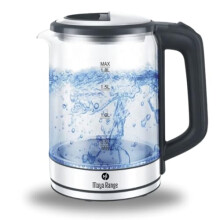 Maya Range 1.8L Electric Cordless Blue LED Illuminating Glass Kettle 2200W With Brushed Stainless Steel Accents Fast Boil Safe Auto Shut Off