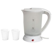 LUXFAB New 0.5LITRE Dual Voltage Small Electric Travel Kettle in White Colour + 2 Cups (White, 2)