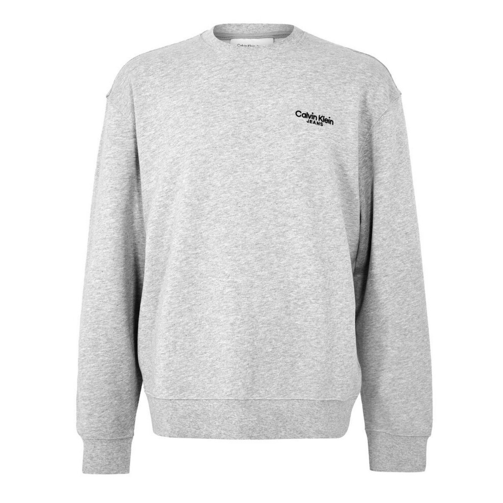 Calvin Klein (Xxl, Heather Grey) Mens Crew Neck Regular Sweatshirt