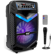 Pyle, Portable PA Speaker, Bluetooth- Loudspeakers, 600W Rechargeable w/ 10” Subwoofer 1” Tweeter, Pa System w/Wireless Microphone, Dj Speakers,