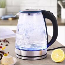 1.8L Electric Glass Kettle, 1500W, 5 Mins Fast Boil Tea Kettle with Blue LED, BPA-Free, Auto Shut-off, Boil-Dry Protection, Removeable Lid for Easy