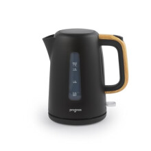 Progress Skara 1.7 L Kettle - Rapid Boil, Removable Limescale Filter, Boil-Dry Protection, Strix Controller, 360 Degree Base, BPA-Free, Black & Wooden