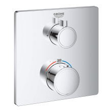 GROHE Grohtherm Thermostatic Shower Mixer Trim Set, Concealed Installation, Chrome, 24078000