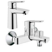 Grohe 23330 BauEdge Single Lever Mono Basin Mixer Tap & 23334 Bath Shower Mixer