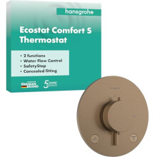 hansgrohe Ecostat Comfort S - Thermostat Concealed, Thermostatic Mixer with Safety Stop at 40 C, Thermostat Round, Mixer tap for 2 Functions,