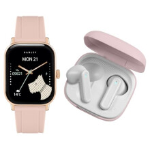 RADLEY Series 56 Pink Silicone Strap Smart Watch with True Wireless Earphones