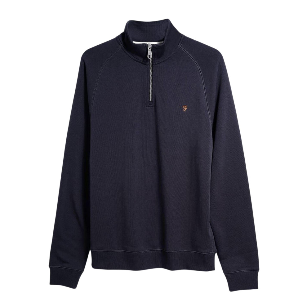 Farah (M, True Navy) Mens Quarter Zip Sweatshirt