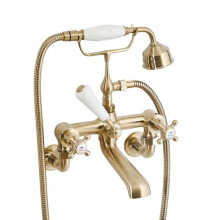 Milano Elizabeth Wall Mounted Bath Shower Mixer Tap Crosshead Handles - Brushed Brass