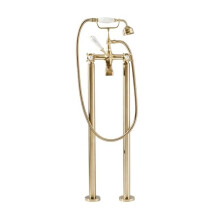 Milano Elizabeth Freestanding Bath Shower Mixer Tap Crosshead Handles - Brushed Brass