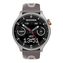 Sekonda Active Pro Mens 47mm Smartwatch Watch With Silver Case And Silicone Strap With AMOLED Dial