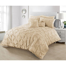 Axcent Comfort Pinch Pleat Pintuck Duvet Cover - 2 Pcs Soft Luxury Pleated Diamond Pintuck Duvet Cover Set Pleated Bedding Sets (Mocha, Single)
