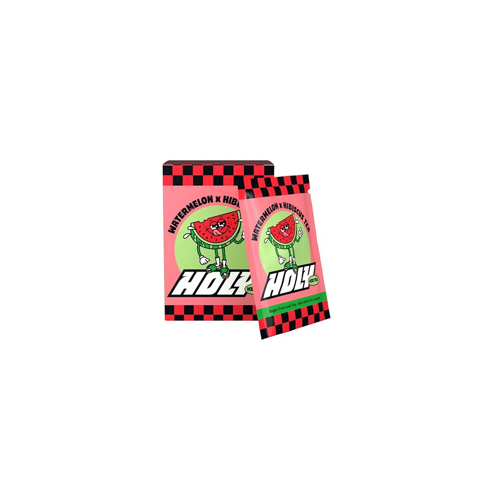 Holy Energy Holy Iced Tea 10 Tasting Box 'Watermelon X Hibiscus Tea' With Watermelon Flavour Powder | 10 Servings With Antioxidants | Sugar-Free Iced Tea | Vegan