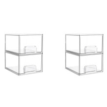 4 Tiroirs de Rangement Empilables Transparents, Organisateur de Maquillage de Salle de Bain, Bacs de Rangement pour L'Organisation et le Stockage à