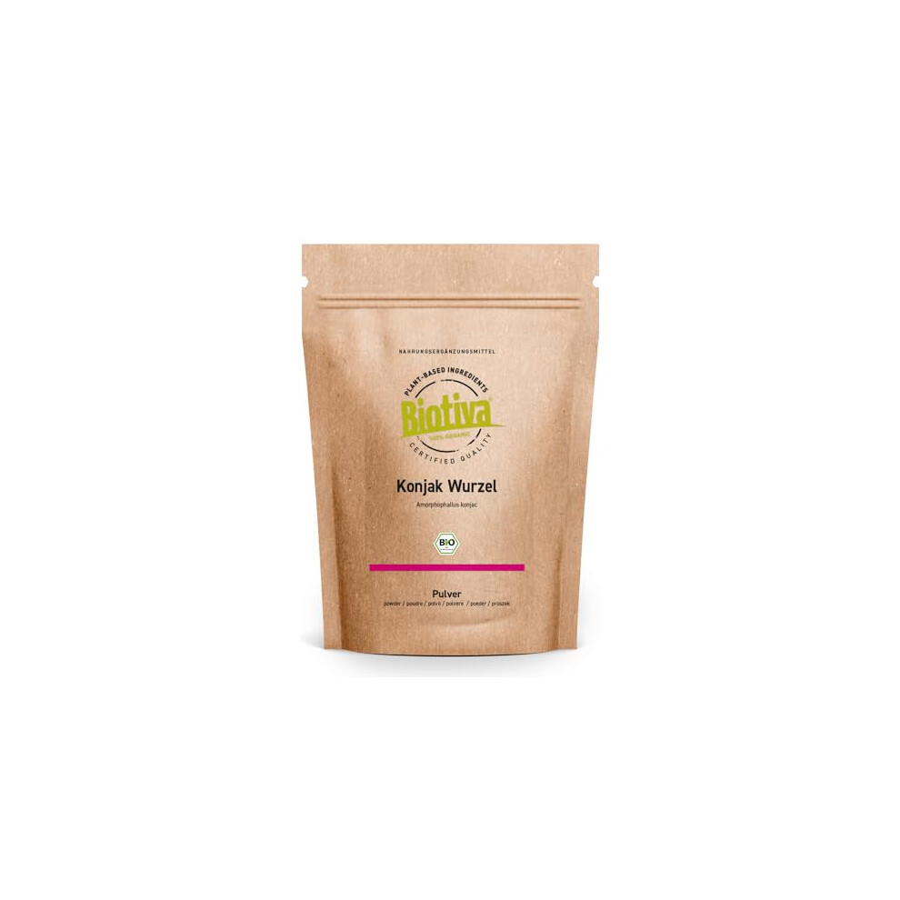 Biotiva Konjac Powder Organic 250G - Konjac-Root - Glucomannan - Devils Tounge - Amorphophallus Konjac - Without Additives - 100% Vegan