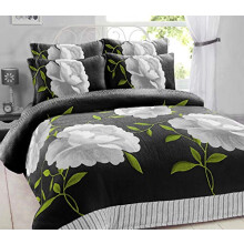 Artistic Fashionista* Luxury NEW Soft Warm & Cosy Teddy Bear Fleece ROSALEEN FLORAL Duvet Quilt Cover Pillowcases Bedding Set (Black Silver, King)