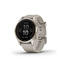 Garmin EPIX PRO (GEN 2) SAPPHIRE EDITION- 42MM -SOFT GOLD WITH CREAM HEATHERED NYLON BAND, (PLUS A LIGHT SAND SILICONE WATCH BAND)