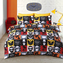 Velosso New Funky Bedding Set - It's A Beard Thing Duvet Cover and Pillowcase Set Black Orange Yellow (Double)