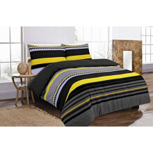 EHD Benjamin Stripes Modern Luxurious Duvet Cover Sets Quilt Cover Sets Reversible Bedding Sets With Matching Pillowcases (Black, Single)