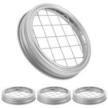 4 rvs deksels met bloemendop voor mason jars