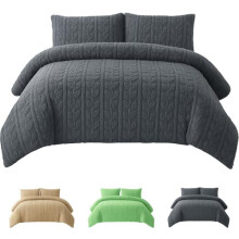 Rohi Grey Teddy Fleece Duvet Cover Set Super King – Soft & Cozy Bedding with Leaves Design Matching Pillowcases - Thermal Warmth Hypoallergenic &