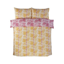 Rapport Home Tropical Trails Double Duvet Set | Vibrant Yellow & Pink Palm Leaf Bedding for Relaxing Decor | Soft, Reversible, Easy Care - Yellow &
