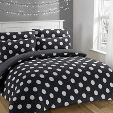 EGYPTO Teddy Bear Fleece Duvet Quilt Cover with Pillow Case - Polka Dot, Soft Bedding Set for Home, Bedroom Decor (Black, Size: King)